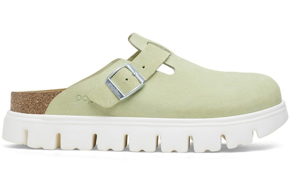 Birkenstock Boston Chunky Suede Faded Lime (femme)