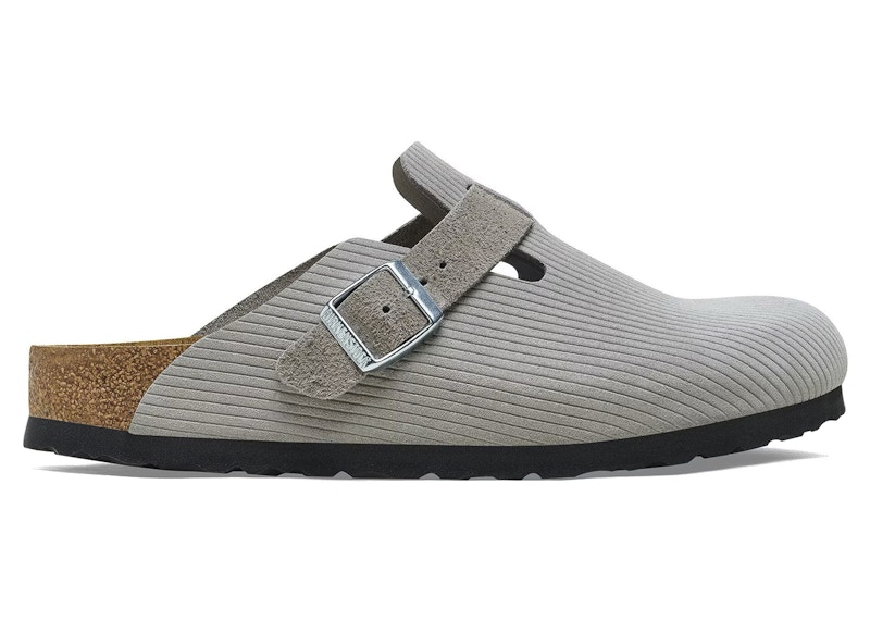 Birkenstock Boston Embossed Corduroy Suede Stone Coin