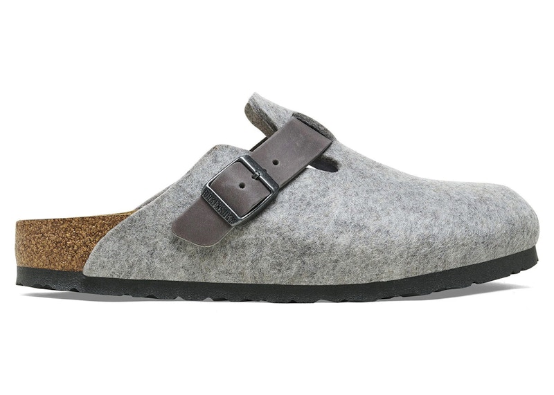 Birkenstock Boston Natural Leather-Felt Light Gray
