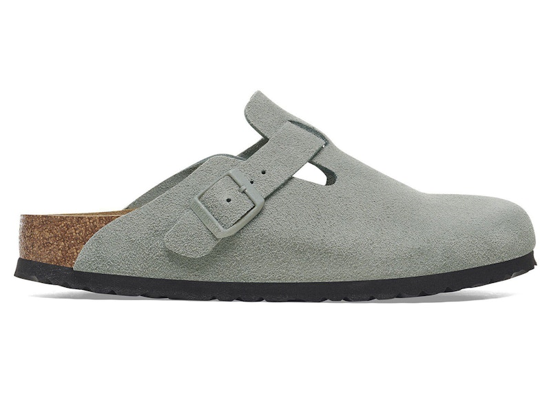 Men's Birkenstock Boston Soft Footbed Suede Sneakers in Pure Sage