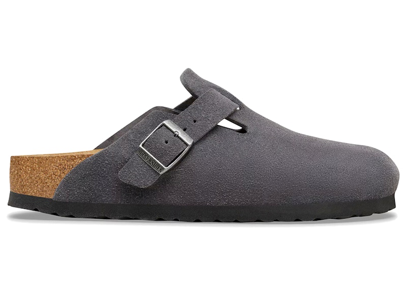 Men's Birkenstock Boston Suede Sneakers in Charcoal