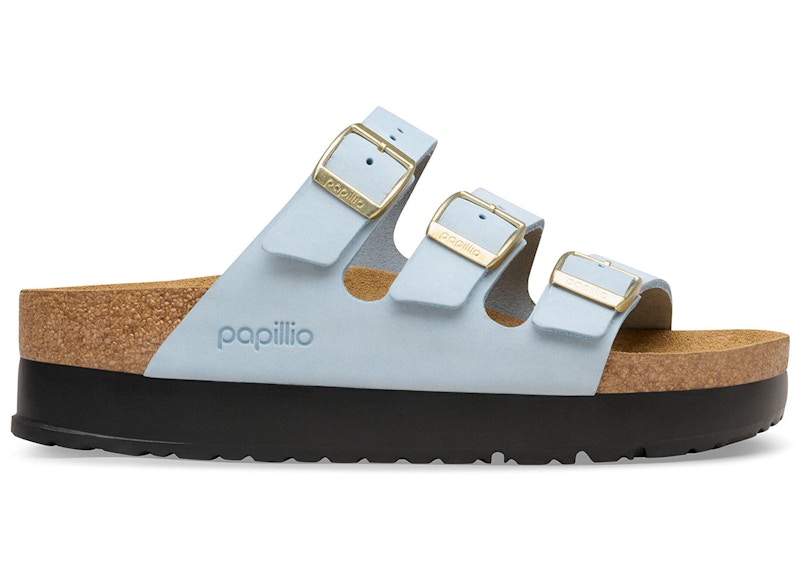 Birkenstock Florida Flex Platform Nubuck Leather Baby Blue