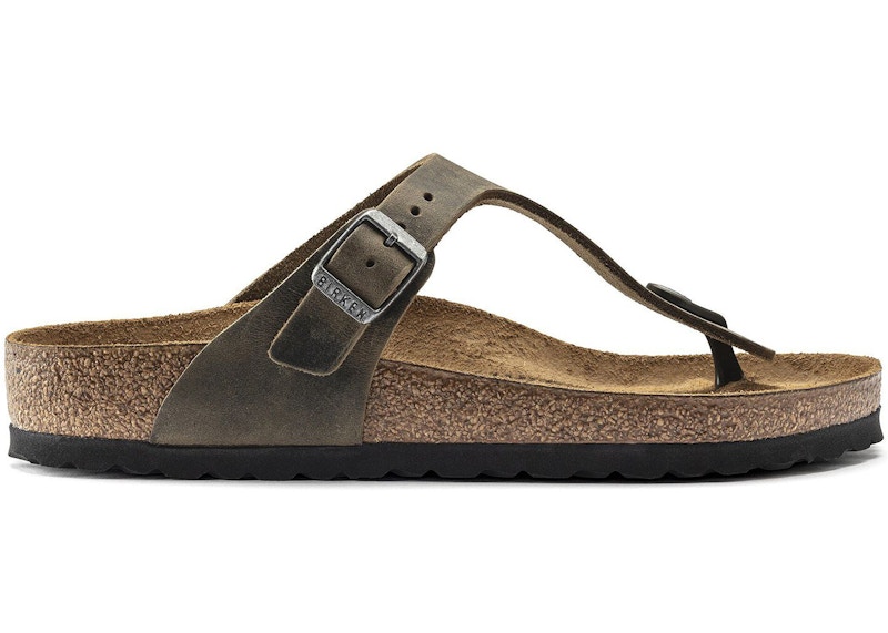 Men's Birkenstock Gizeh Oiled Leather Sneakers in Faded Khaki