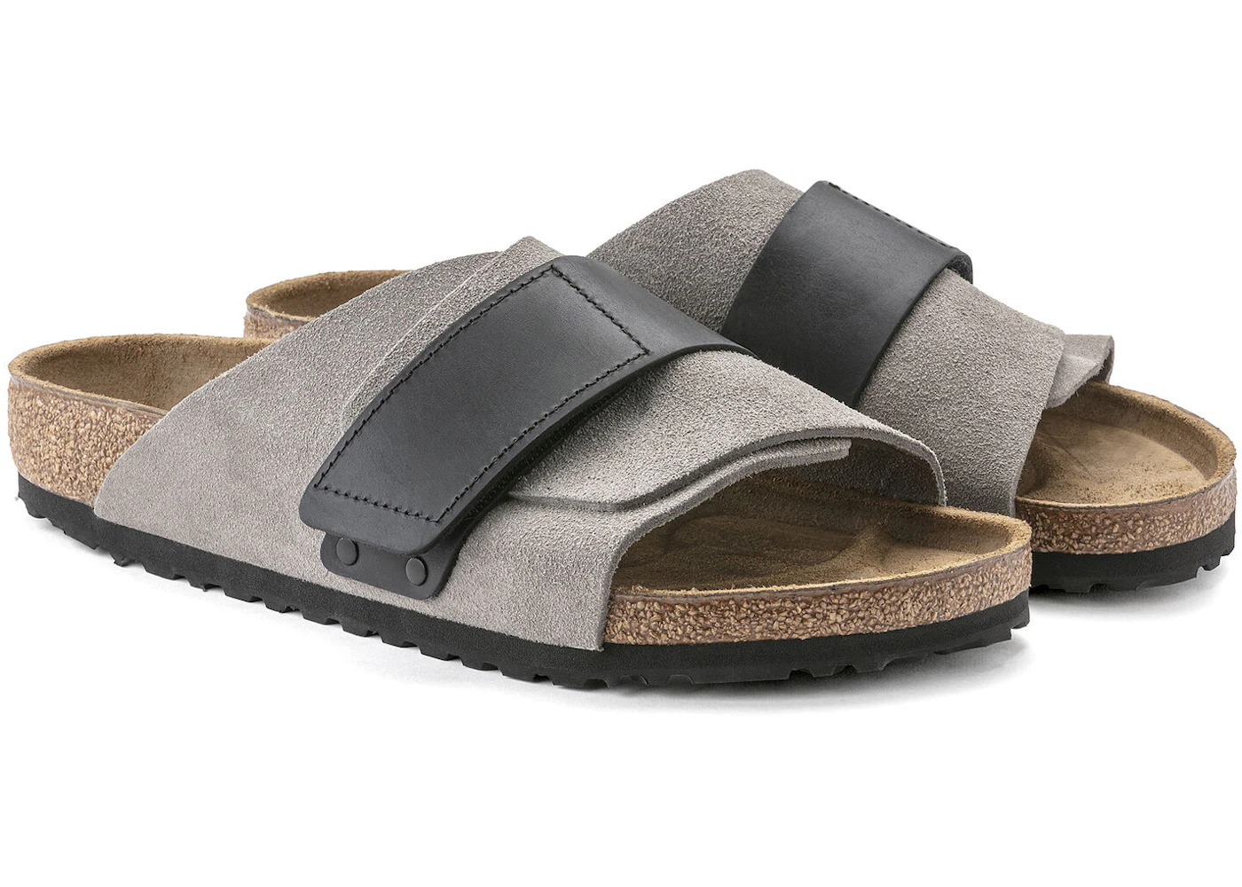 Birkenstock Kyoto Nubuck Suede Stone Coin Black Men's - 1022352 - US