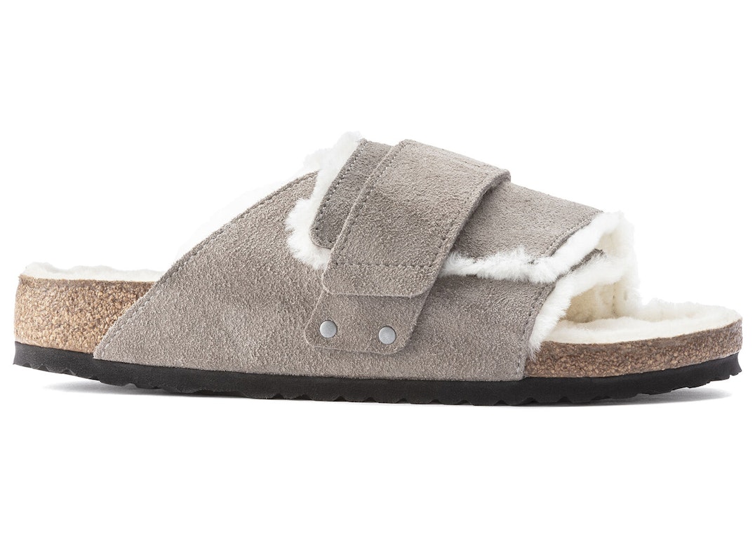 Pre-owned Birkenstock Kyoto Shearling Suede Stone Coin