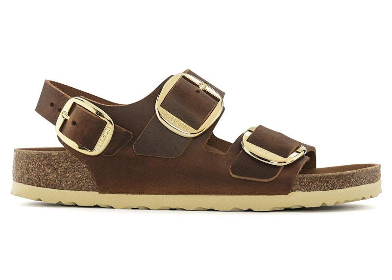 Birkenstock Milano Big Buckle, piel engrasada, color coñac Hombre