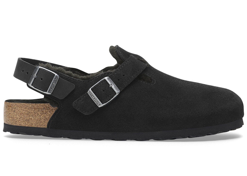 Birkenstock Tokio Shearling Suede Leather Black