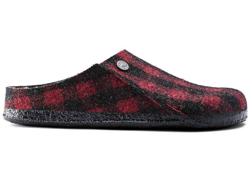 Birkenstock Zermatt Shearling Wool Felt Plaid Red