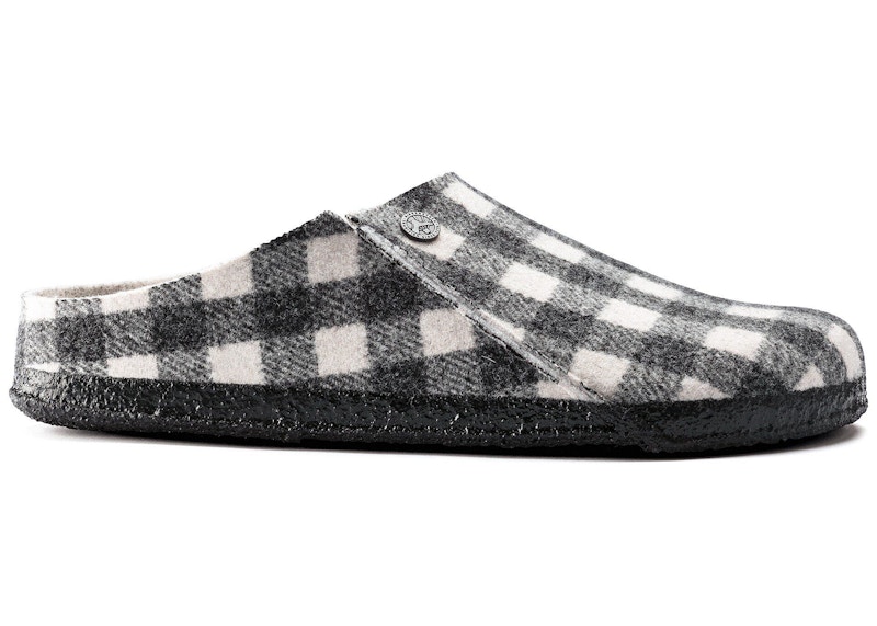 Birkenstock Zermatt Shearling Wool Felt Plaid White