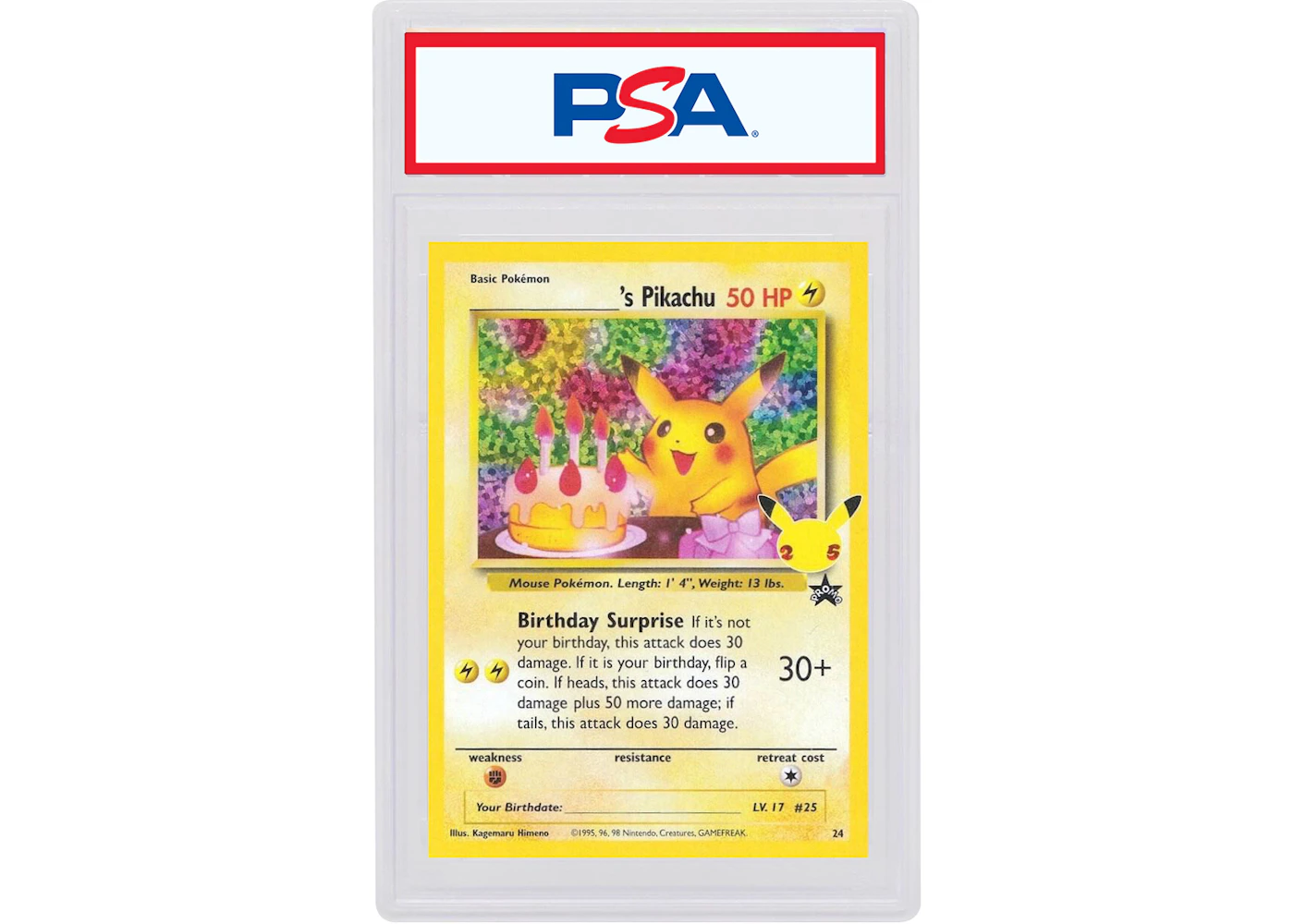 Birthday Pikachu-Holo 2021 Pokmon Celebrations Classic Collection Base Set #24/53 (PSA or BGS Graded) - 2021 - US Birthday Pikachu-Holo 2021 Pokmon Celebrations Classic Collection Base Set #24/53 (PSA or BGS Graded) - 2021 - US
