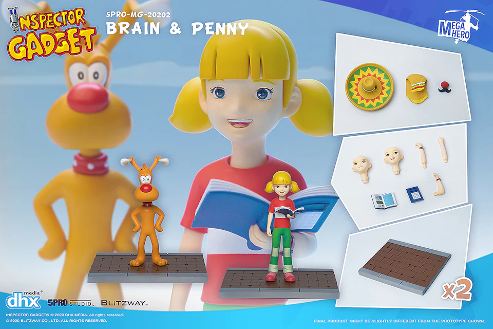 Blitzway 5Pro Studio Mega Hero Inspector Gadget Brain And Penny Set of 2 Figures Multi