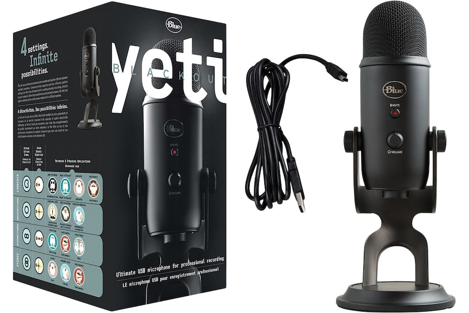 Blue Yeti Professional Multi-Pattern USB Condenser Microphone 988-000100  Blackout - US