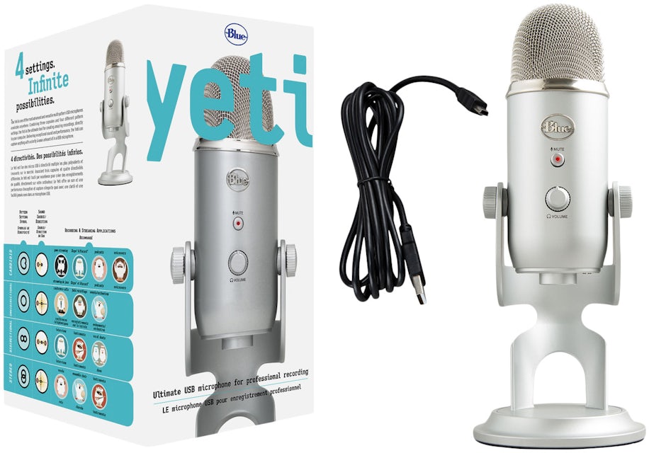 Blue Yeti Professional Multi-Pattern USB Condenser Microphone 988-000103  Silver - US