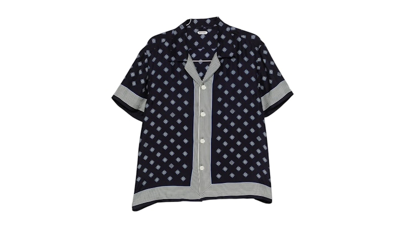 Bode Foyer Diamond Short Shirt Navy Blue