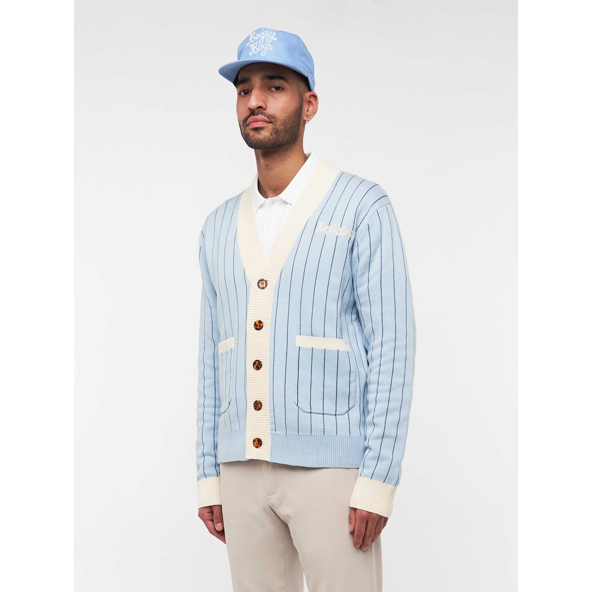 Bogey Boys Cardigan Sweater Powder Blue Men's - FW21 - US