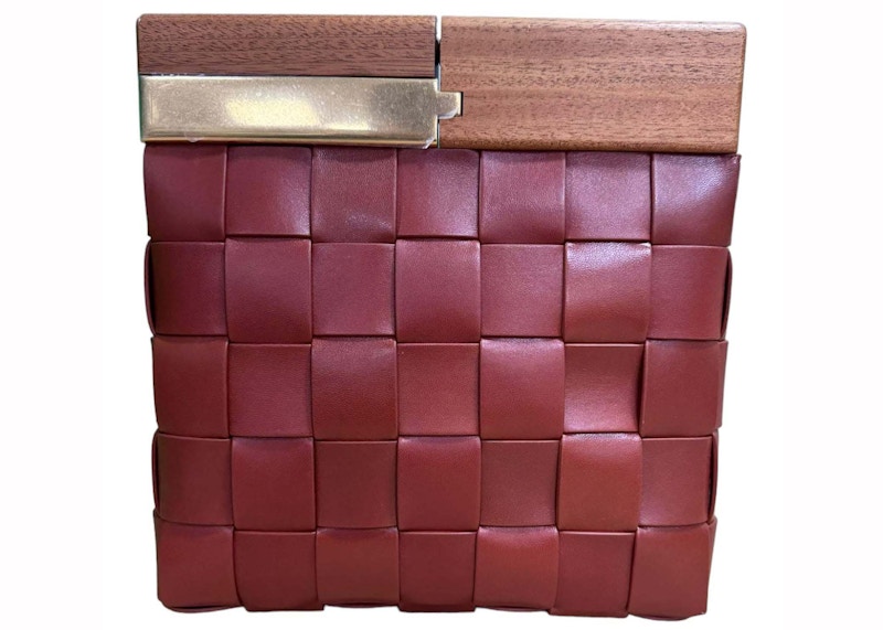 Bottega Veneta BV Snap Clutch Bag Rust in Leather Wood with Silver Gold tone US