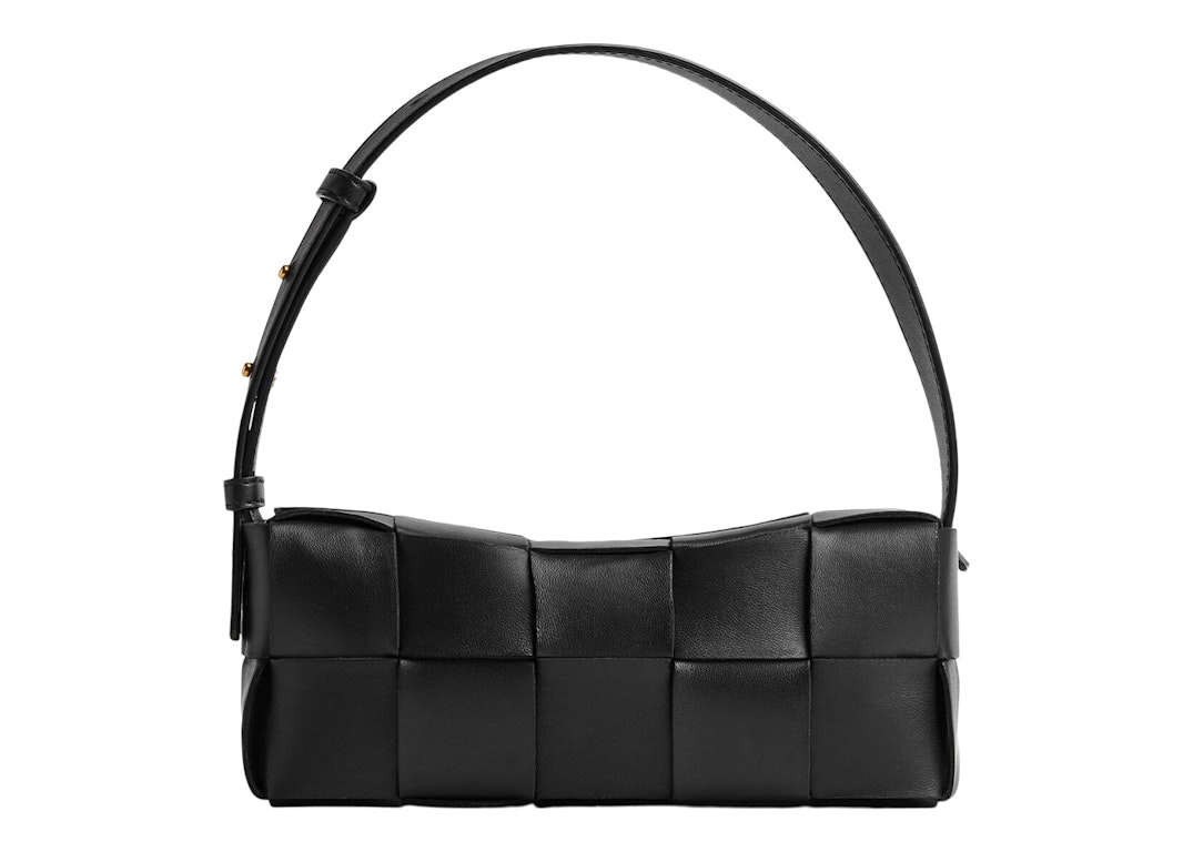 Pre-owned Bottega Veneta Brick Cassette Shoulder Bag Small Intreccio Black