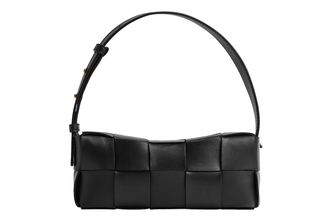 Pre-owned Bottega Veneta Brick Cassette Shoulder Bag Small Intreccio Black