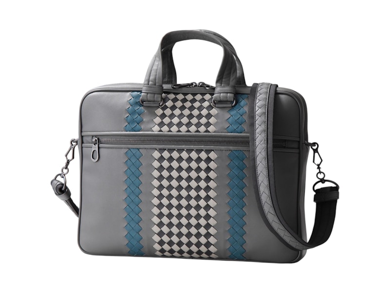 Bottega Veneta Briefcase Intrecciato Leather Business Bag Grey in
