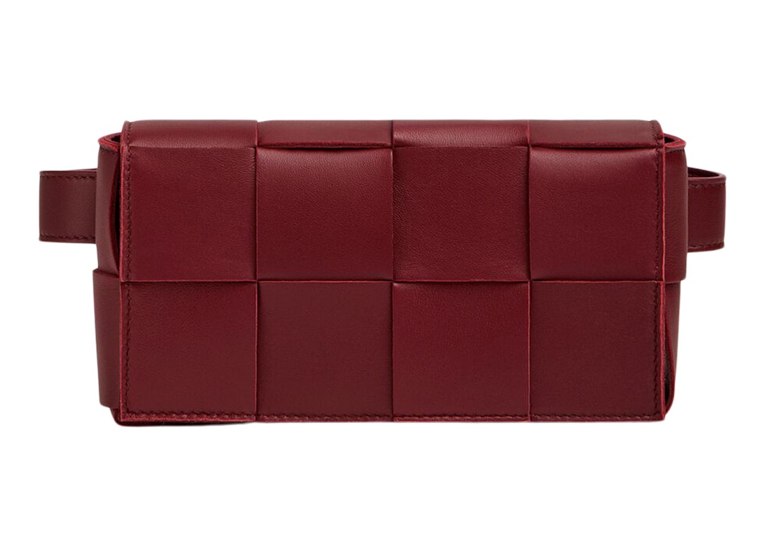 Pre-owned Bottega Veneta Cassette Belt Bag Mini Intreccio Bordeaux