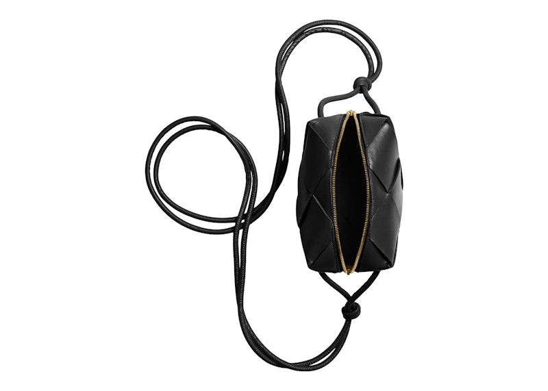 Bottega Cassette Camera Bag Mini Black in Lambskin Leather with