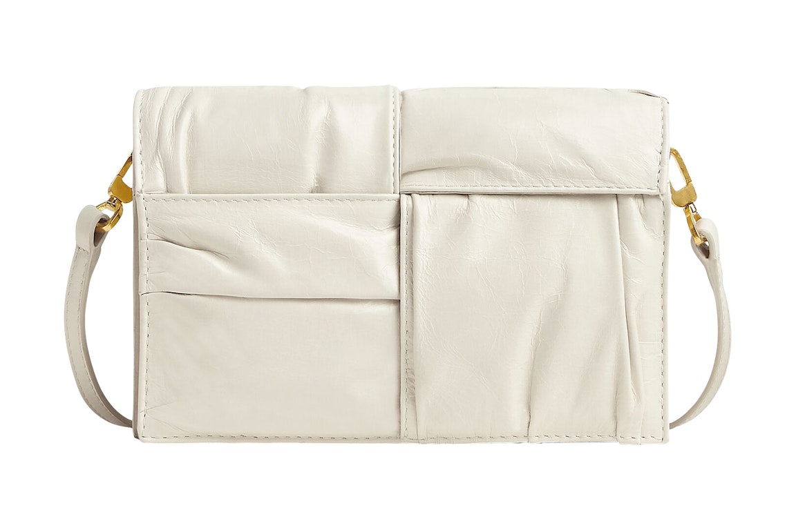 Pre-owned Bottega Veneta Cassette Crossbody Bag Mini Foulard Intreccio White