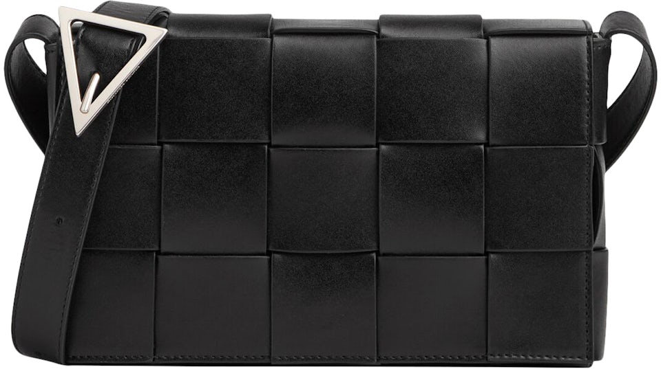 Bottega Veneta Cassette Intreccio Crossbody Bag Small Black in Calfskin  Leather with Silver-tone - US