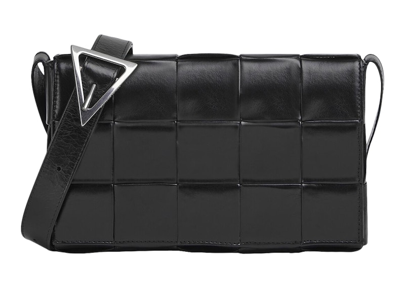 Pre-owned Bottega Veneta Women's Cassette Intreccio Crossbody Bag Medium In Black