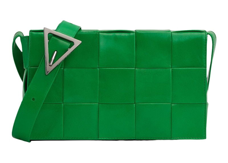 Pre-owned Bottega Veneta Women's Cassette Intreccio Crossbody Bag In Parakeet In Green