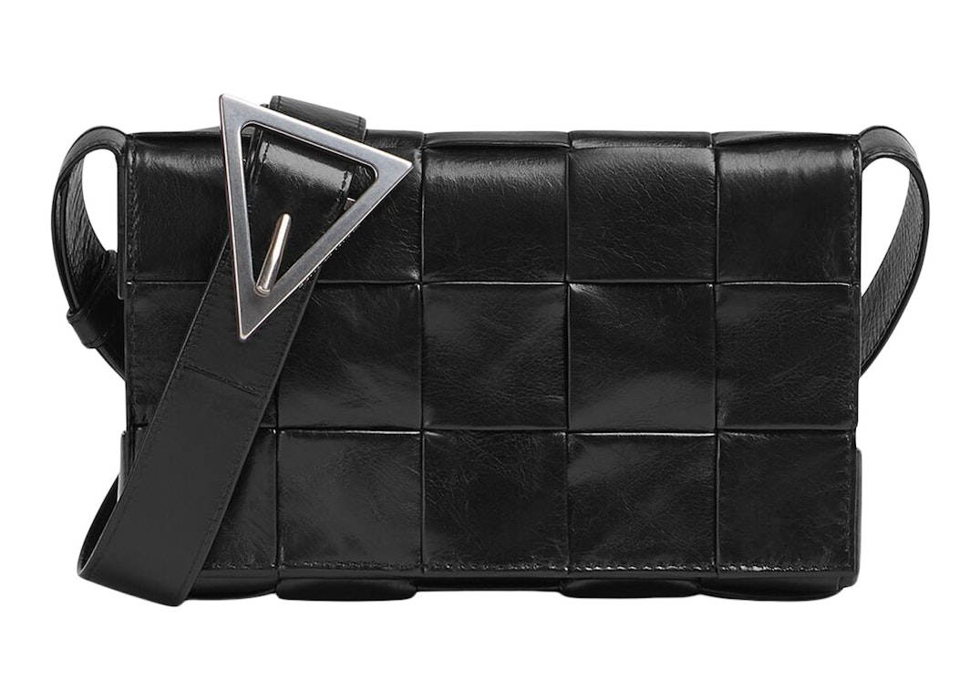 Pre-owned Bottega Veneta Cassette Intreccio Crossbody Bag Small Black