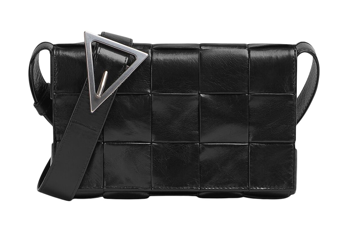 Pre-owned Bottega Veneta Cassette Intreccio Crossbody Bag Small Black
