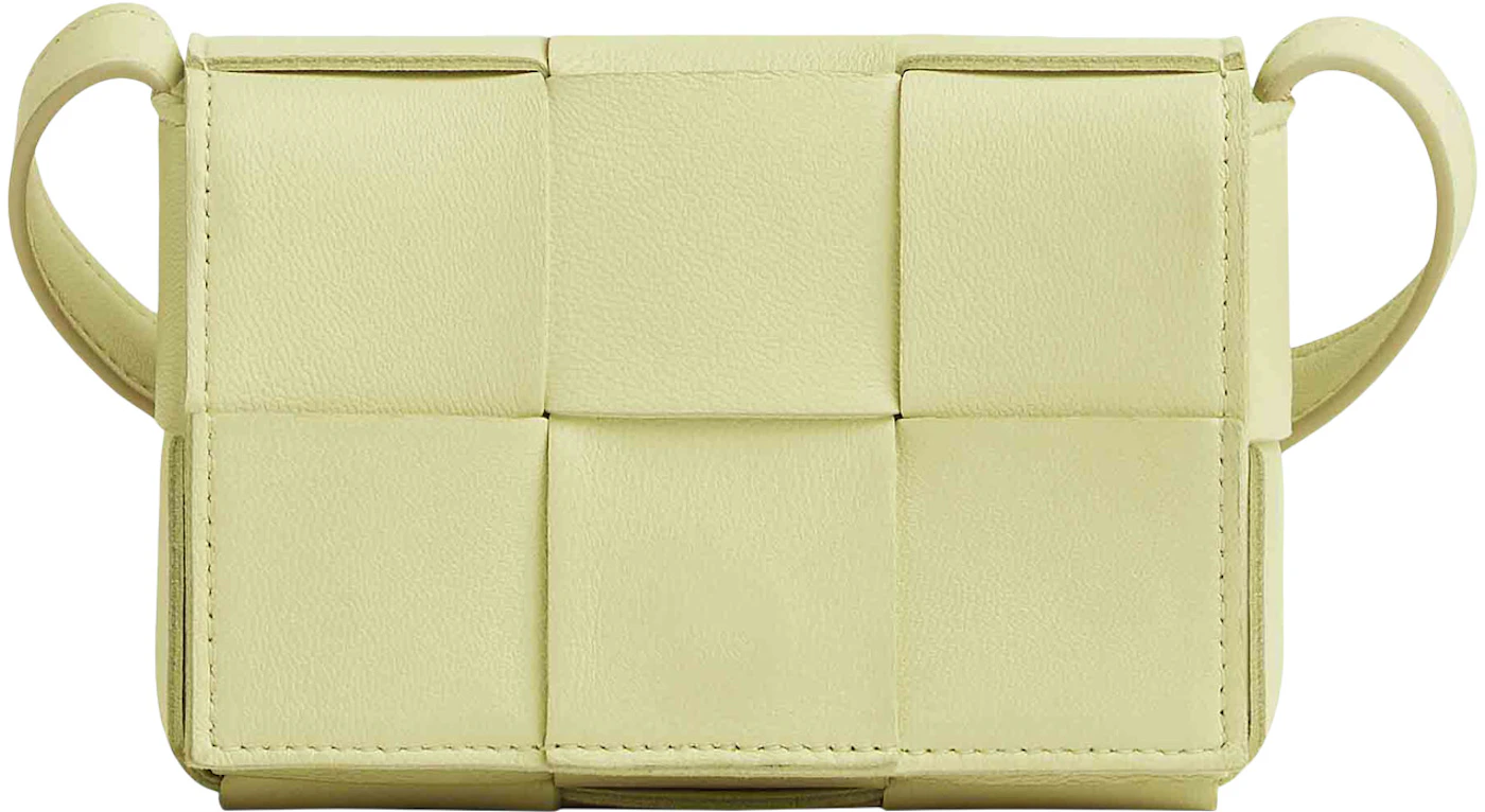 Bottega Veneta Cassette Mini Lemon Washed in Lambskin Leather with