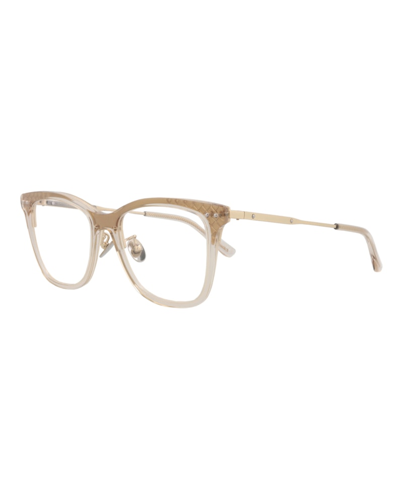 Pre-owned Bottega Veneta Women's Cat Eyeframe Acetate Optical Frames In Nude Gold Transparent (bv0145o/3000169