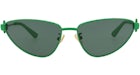 Bottega Veneta Sonnenbrille mit Katzenaugenrahmen aus Metall, Grün/Grün/Grün (BV1186S-30013675-004)