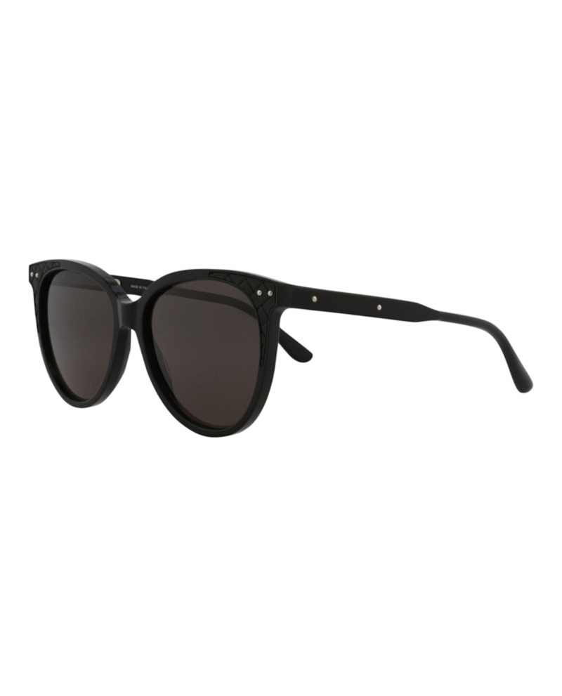 Bottega Veneta Cat Eye Sunglasses Shiny Black Black Leather
