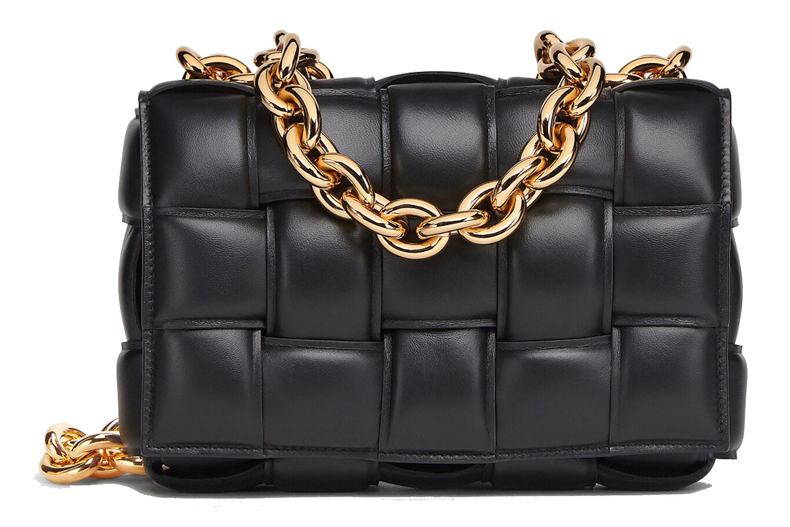 Pre-owned Bottega Veneta Chain Cassette Gold-tone Crossbody Bag Black