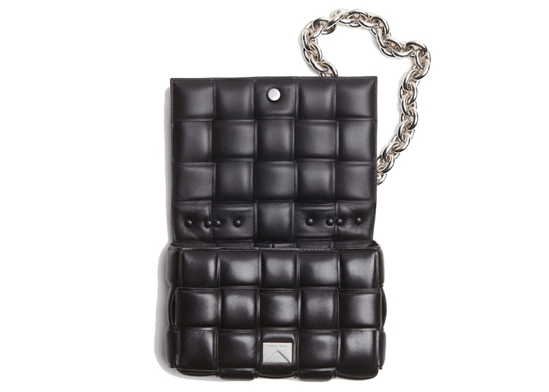 Bottega Veneta Chain Cassette Silber-tone Umhängetasche Schwarz