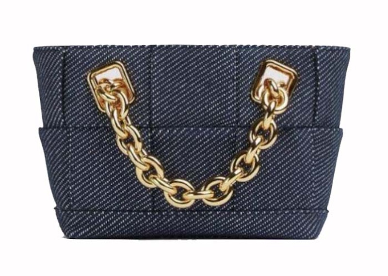 Pre-owned Bottega Veneta Women's Chain Holder Denim Bag In Blue