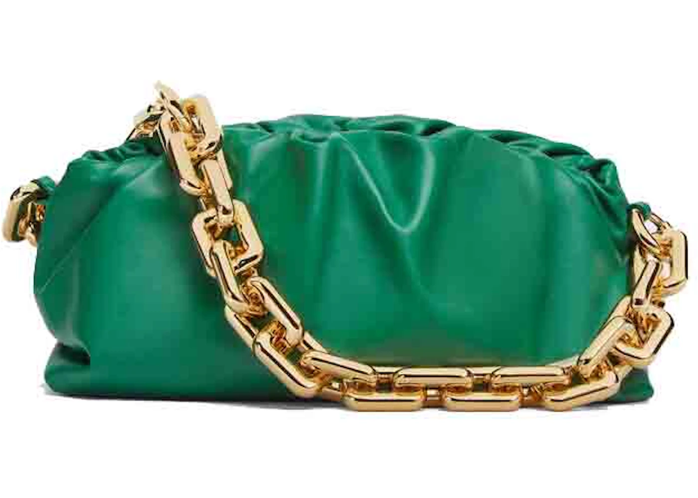 Bottega Veneta Chain Pouch Racing Green in Calfskin with Gold-tone