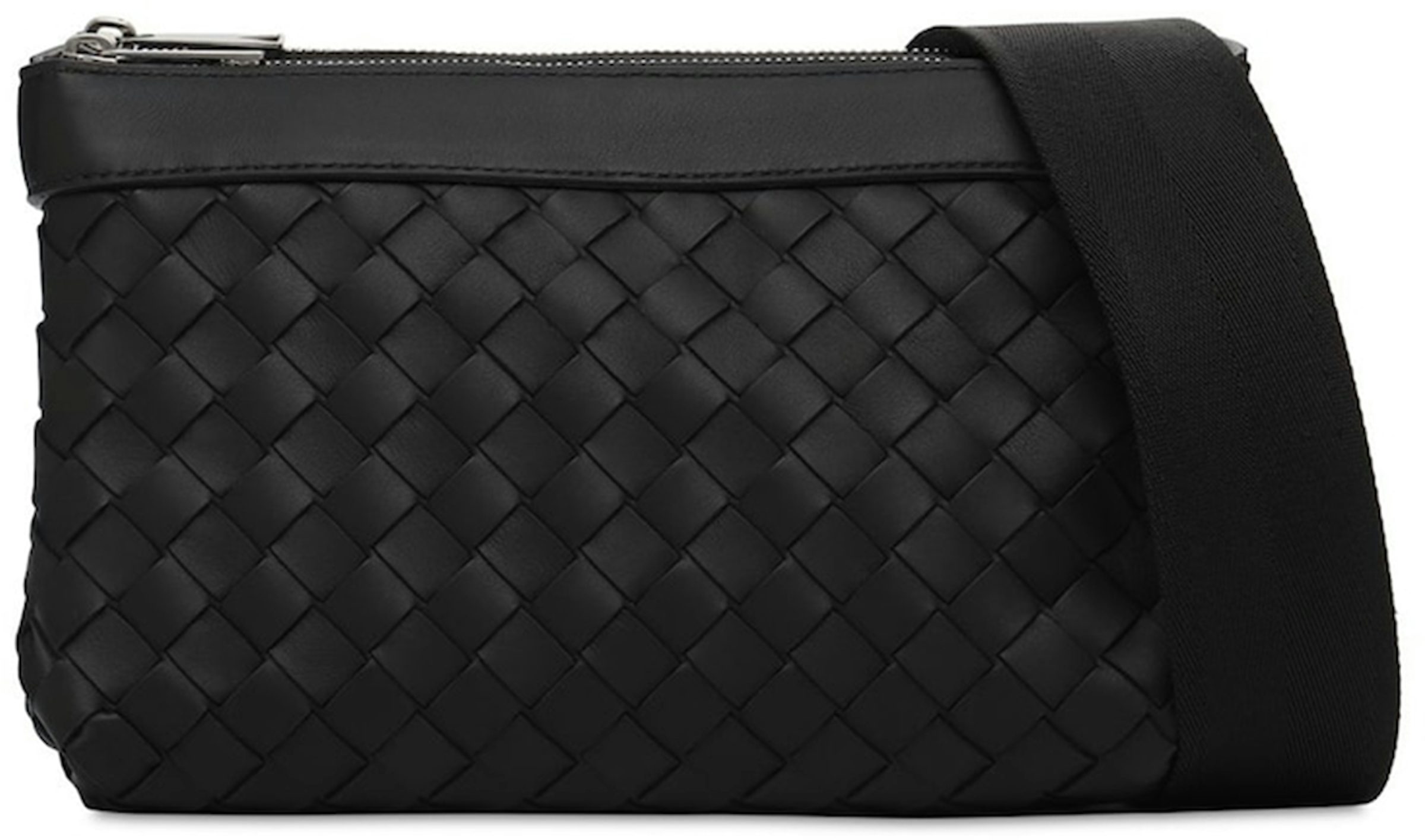 Bottega Veneta Intrecciato Crossbody Bag Silver-tone Black in Leather with  Silver-tone - US
