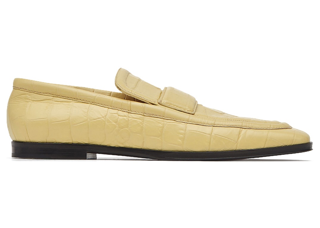 Pre-owned Bottega Veneta Croc-effect Leather Loafer Yellow (women's)