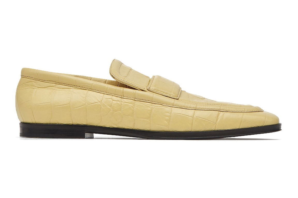 Pre-owned Bottega Veneta Croc-effect Leather Loafer Yellow (women's)