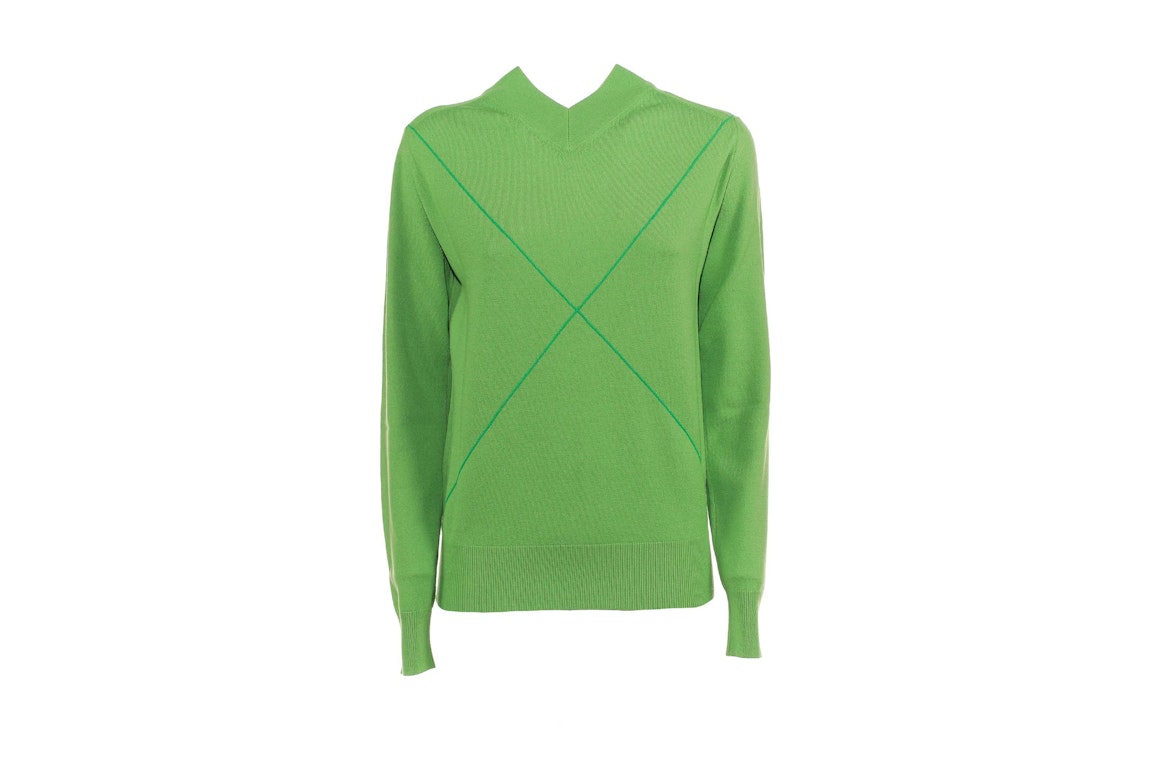 Pre-owned Bottega Veneta Cross Printed V-neck Sweater Green