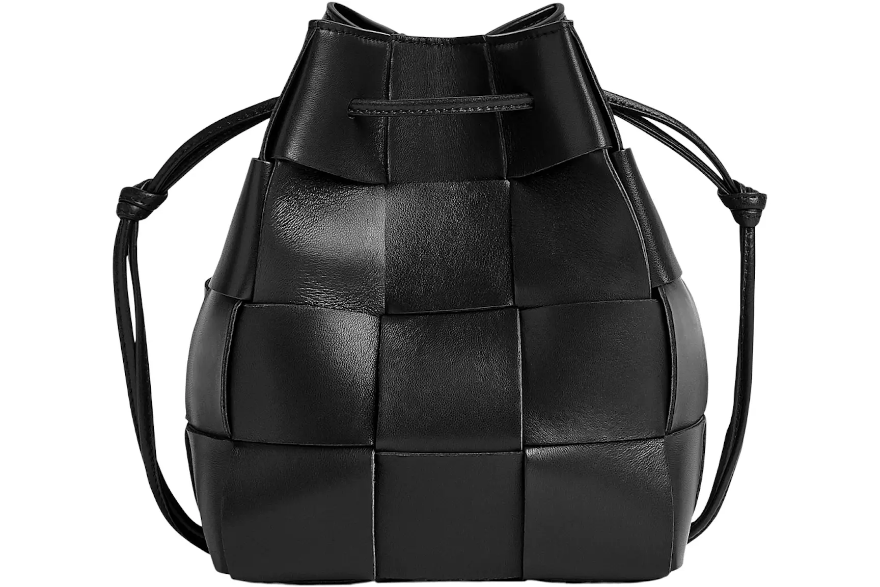 Bottega Veneta Crossbody Bucket Bag Small Intreccio Black in Lambskin ...