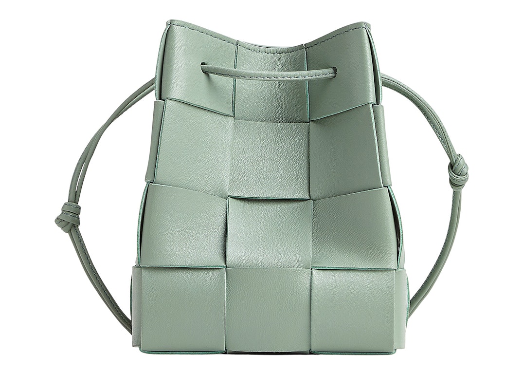 Pre-owned Bottega Veneta Crossbody Bucket Bag Small Intreccio New Sauge