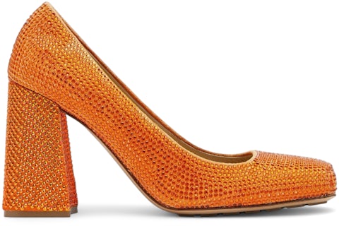 Bottega Veneta Crystal Embellished Tower Pumps Orange (Women's