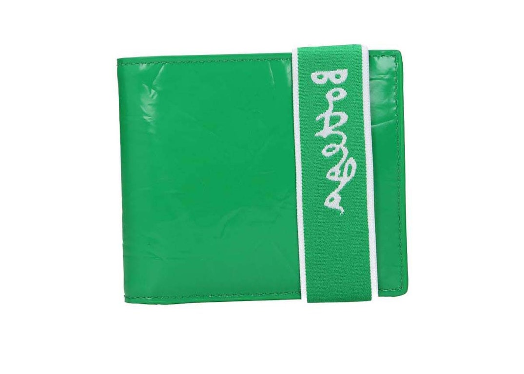 Pre-owned Bottega Veneta Elastic Band Bi-fold Wallet Green / White