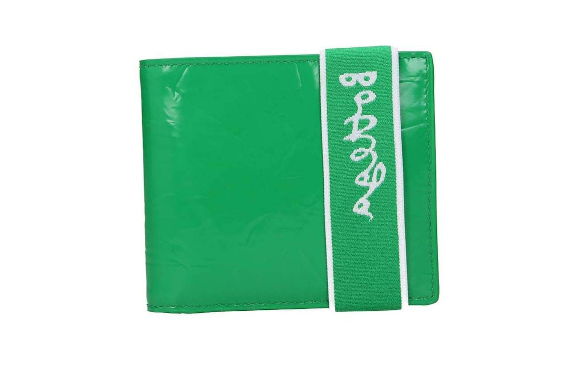 Pre-owned Bottega Veneta Elastic Band Bi-fold Wallet Green / White