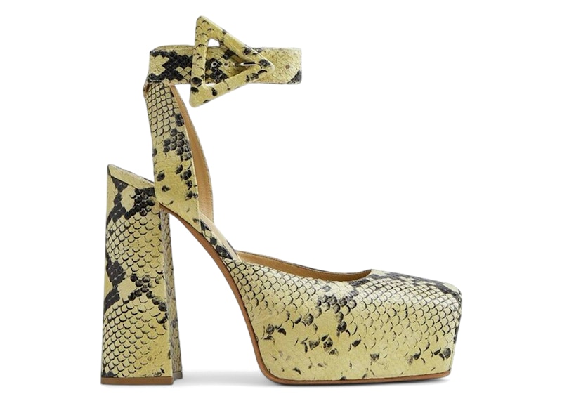 Bottega Veneta Faded Python Noir Tower Pumps Yellow Black