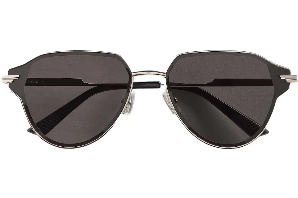 Bottega Veneta Glaze Metal Aviator Sunglasses Silver/Grey in Metal with ...